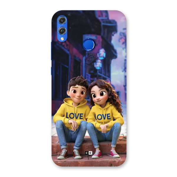 Cute Couple Sitting Back Case for Honor 8X
