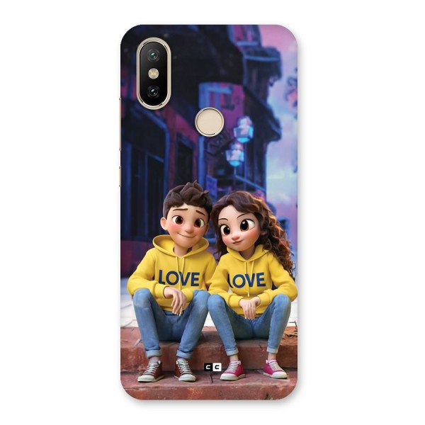 Cute Couple Sitting Back Case for Mi A2