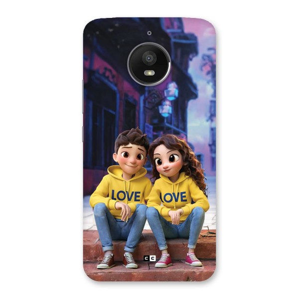 Cute Couple Sitting Back Case for Moto E4 Plus