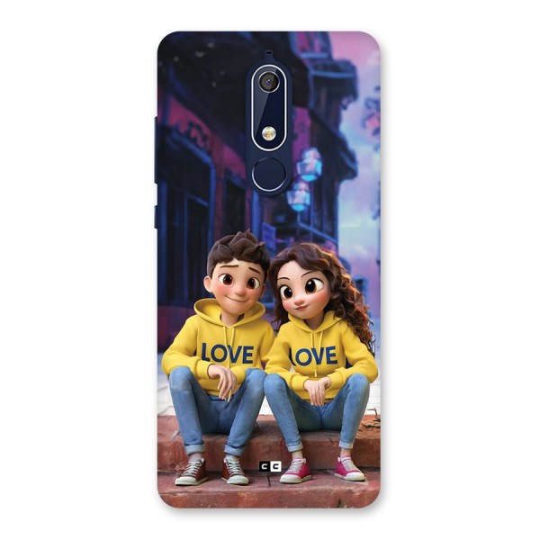 Cute Couple Sitting Back Case for Nokia 5.1