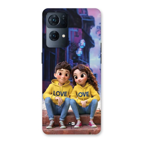 Cute Couple Sitting Back Case for Oppo Reno7 Pro 5G