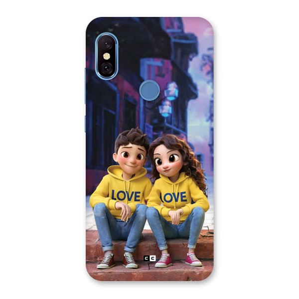 Cute Couple Sitting Back Case for Redmi Note 6 Pro