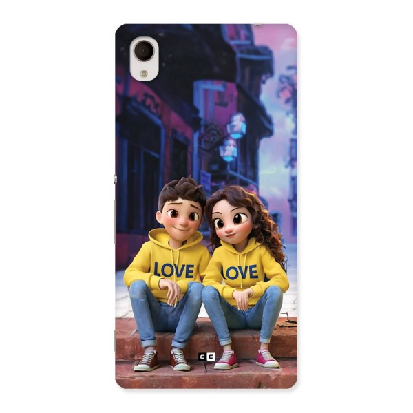 Cute Couple Sitting Back Case for Xperia M4