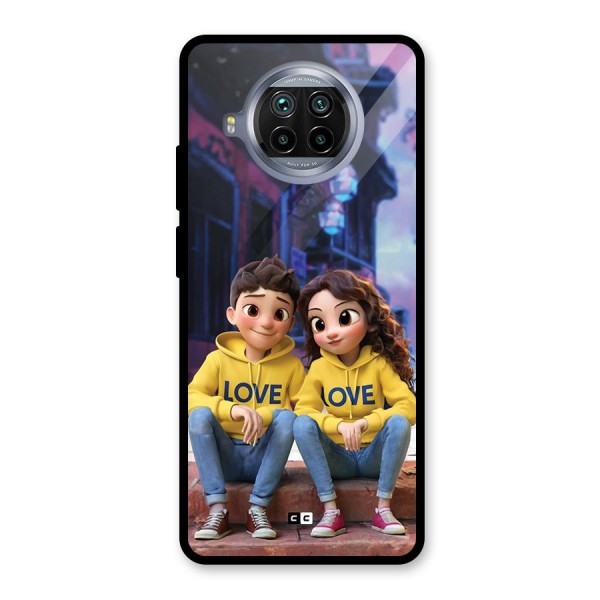 Cute Couple Sitting Glass Back Case for Mi 10i