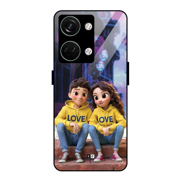 Cute Couple Sitting Glass Back Case for Oneplus Nord 3