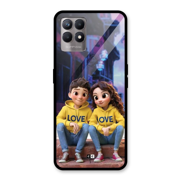 Cute Couple Sitting Glass Back Case for Realme 8i