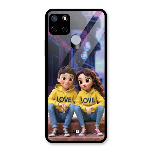 Cute Couple Sitting Glass Back Case for Realme C12