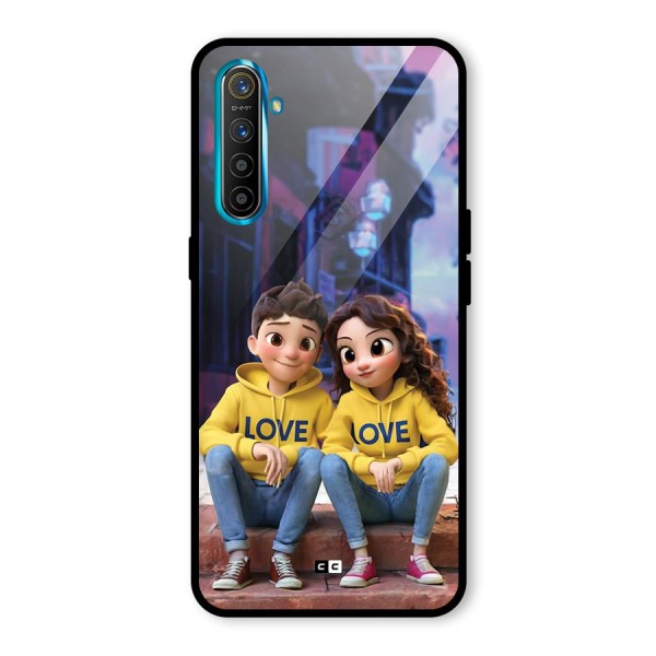 Cute Couple Sitting Glass Back Case for Realme X2