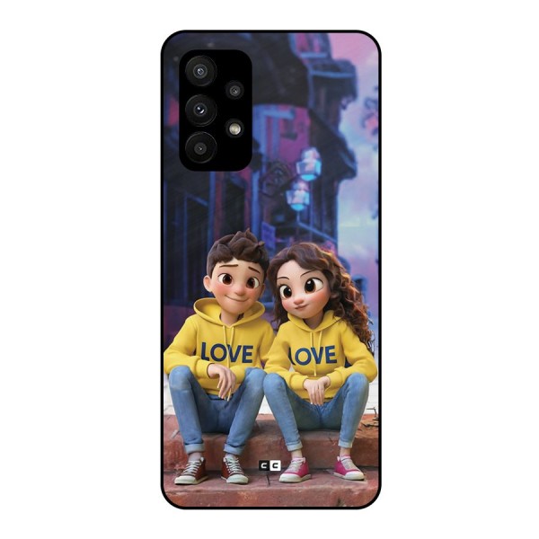 Cute Couple Sitting Metal Back Case for Galaxy A23