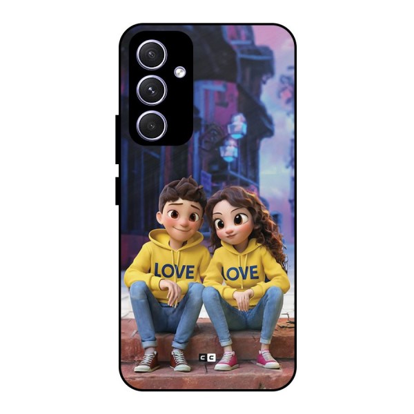 Cute Couple Sitting Metal Back Case for Galaxy A54