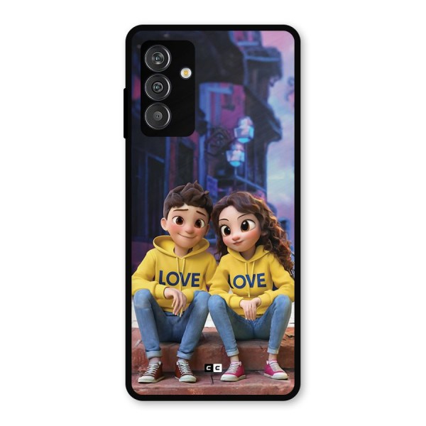 Cute Couple Sitting Metal Back Case for Galaxy F13