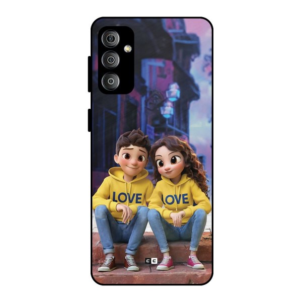 Cute Couple Sitting Metal Back Case for Galaxy F23