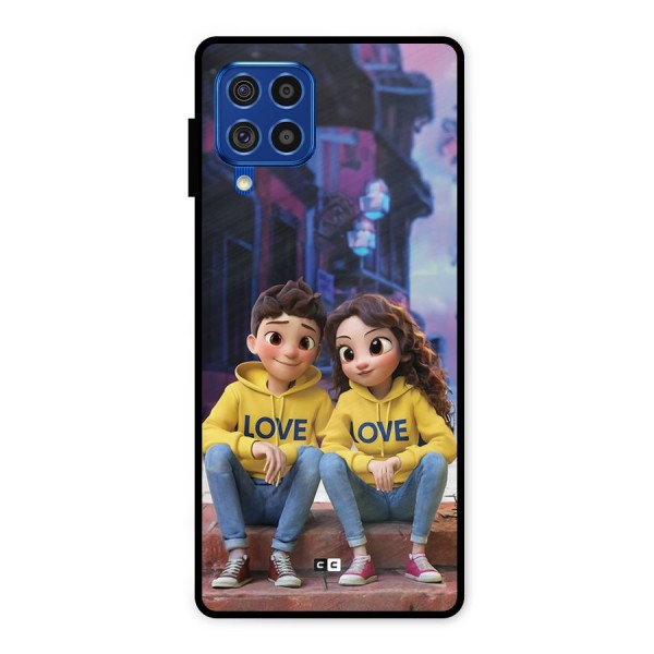 Cute Couple Sitting Metal Back Case for Galaxy F62