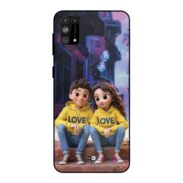 Cute Couple Sitting Metal Back Case for Galaxy M31