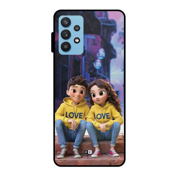 Cute Couple Sitting Metal Back Case for Galaxy M32 5G