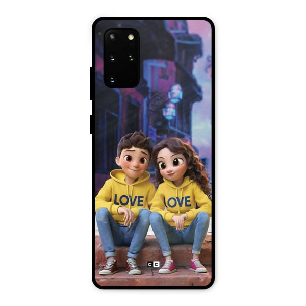 Cute Couple Sitting Metal Back Case for Galaxy S20 Plus