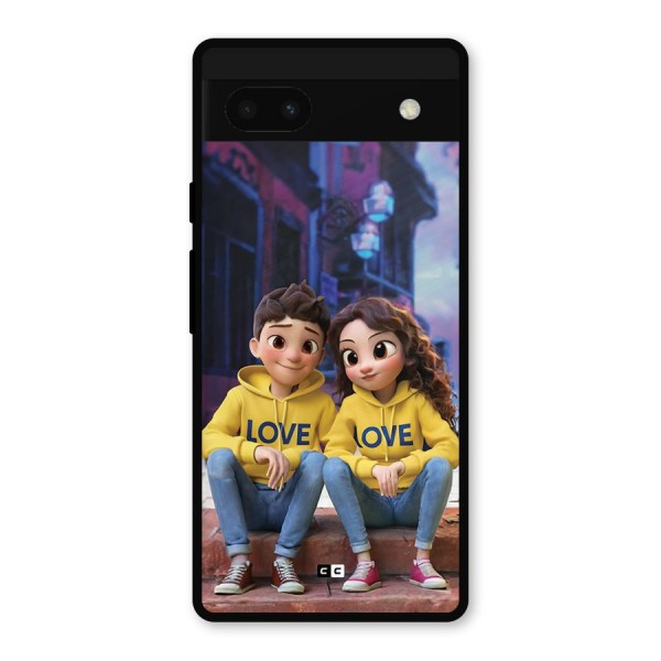 Cute Couple Sitting Metal Back Case for Google Pixel 6a