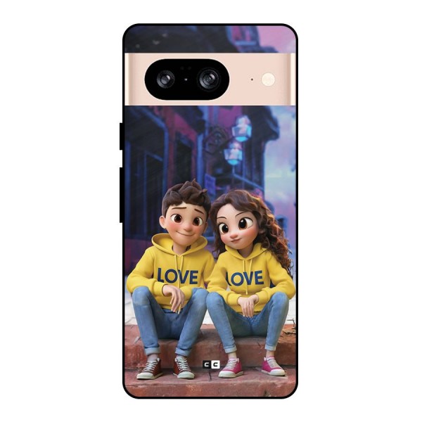 Cute Couple Sitting Metal Back Case for Google Pixel 8