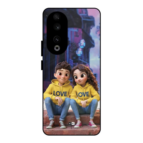 Cute Couple Sitting Metal Back Case for Honor 90