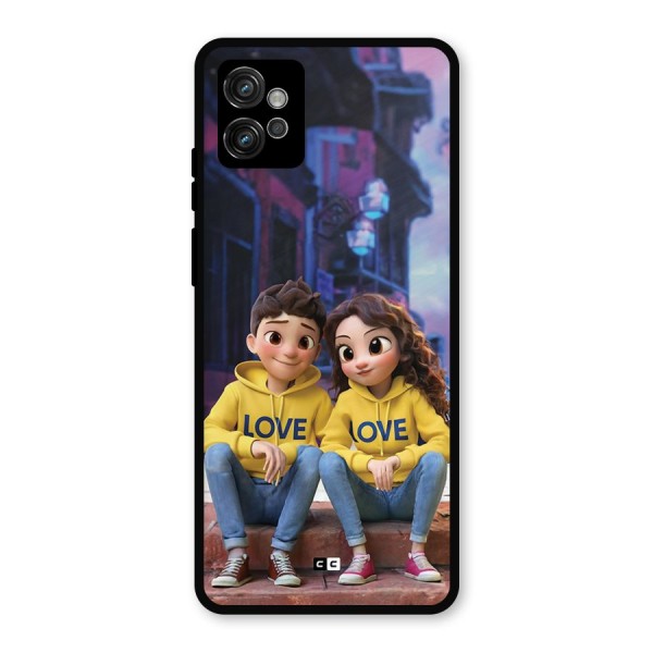 Cute Couple Sitting Metal Back Case for Moto G32