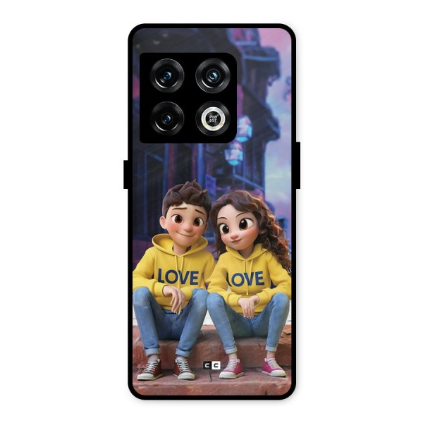 Cute Couple Sitting Metal Back Case for OnePlus 10 Pro 5G