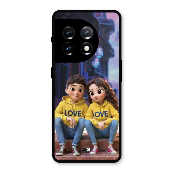 Cute Couple Sitting Metal Back Case for OnePlus 11