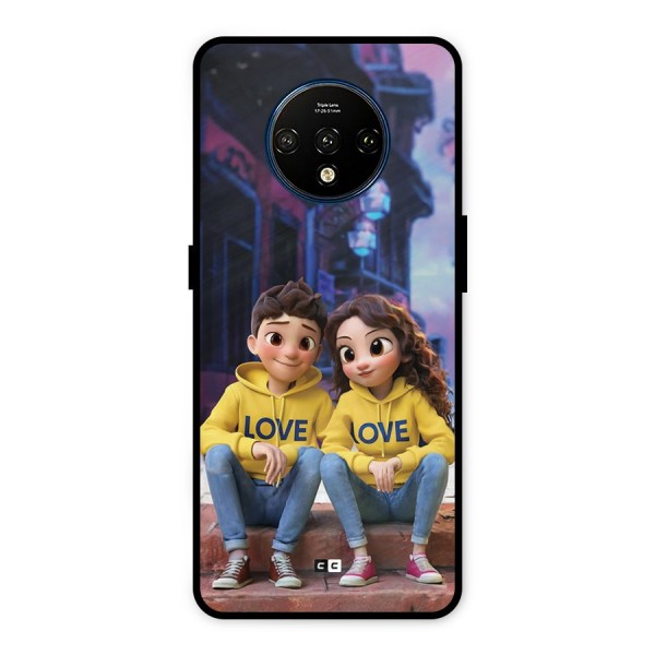 Cute Couple Sitting Metal Back Case for OnePlus 7T