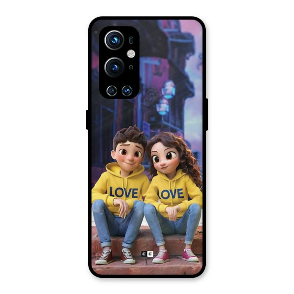 Cute Couple Sitting Metal Back Case for OnePlus 9 Pro