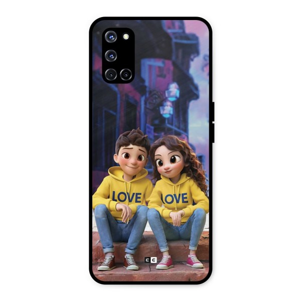 Cute Couple Sitting Metal Back Case for Oppo A52