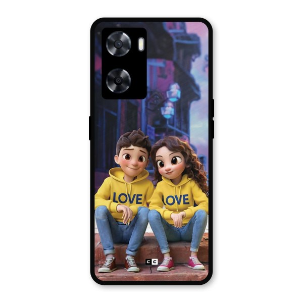 Cute Couple Sitting Metal Back Case for Oppo A77