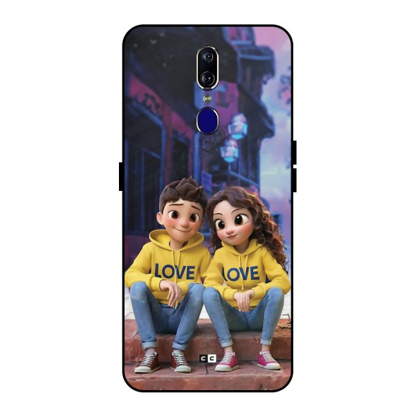 Cute Couple Sitting Metal Back Case for Oppo F11