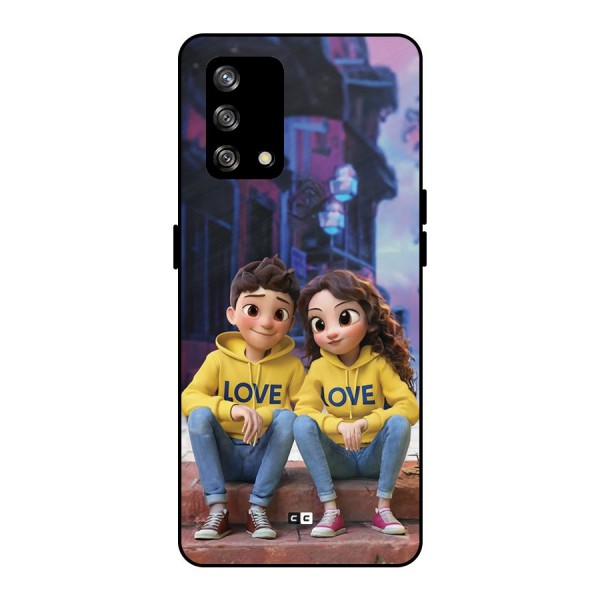 Cute Couple Sitting Metal Back Case for Oppo F19