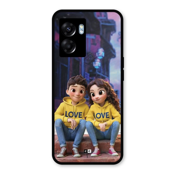 Cute Couple Sitting Metal Back Case for Oppo K10 (5G)