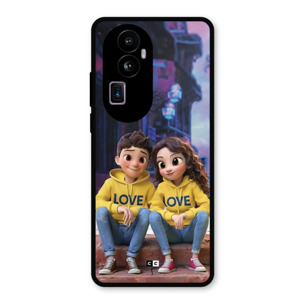 Cute Couple Sitting Metal Back Case for Oppo Reno10 Pro Plus