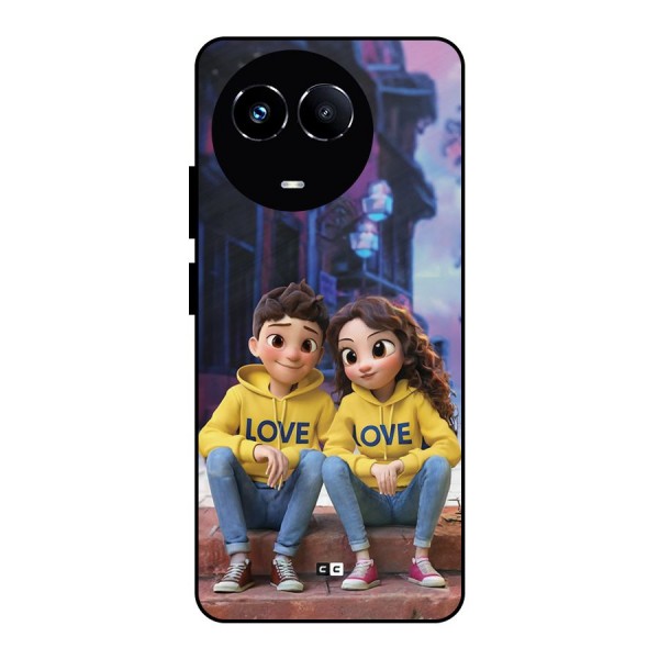 Cute Couple Sitting Metal Back Case for Realme 11 5G