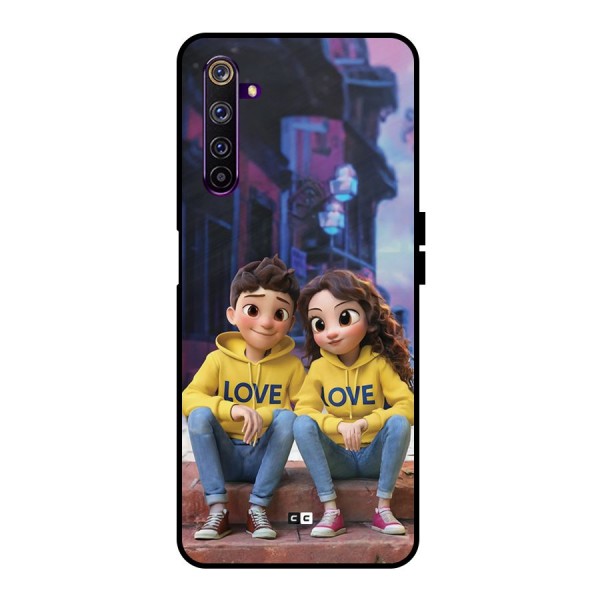 Cute Couple Sitting Metal Back Case for Realme 6 Pro