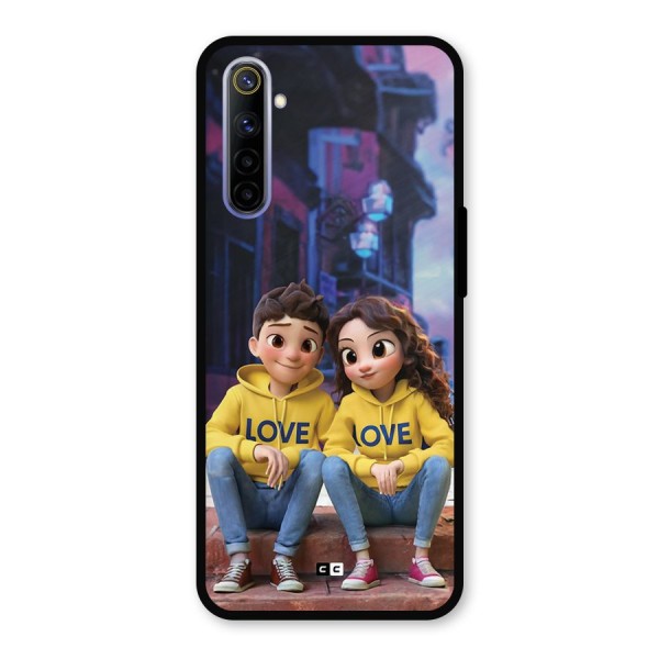 Cute Couple Sitting Metal Back Case for Realme 6i