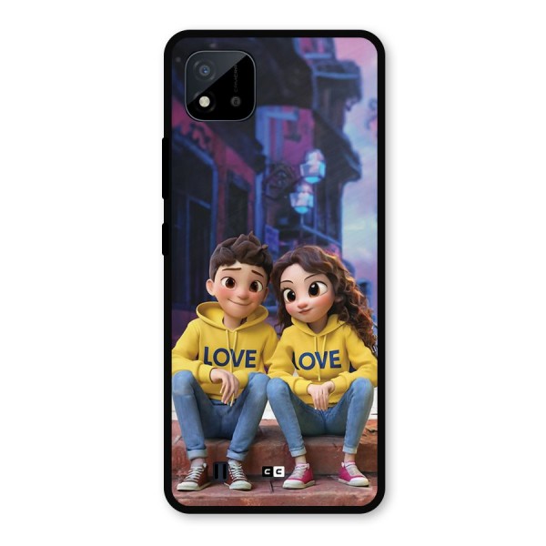 Cute Couple Sitting Metal Back Case for Realme C11 2021