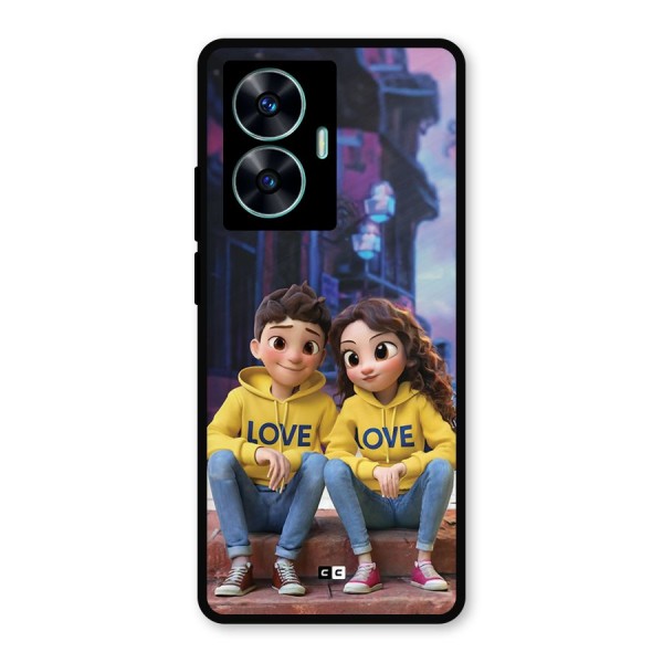 Cute Couple Sitting Metal Back Case for Realme C55