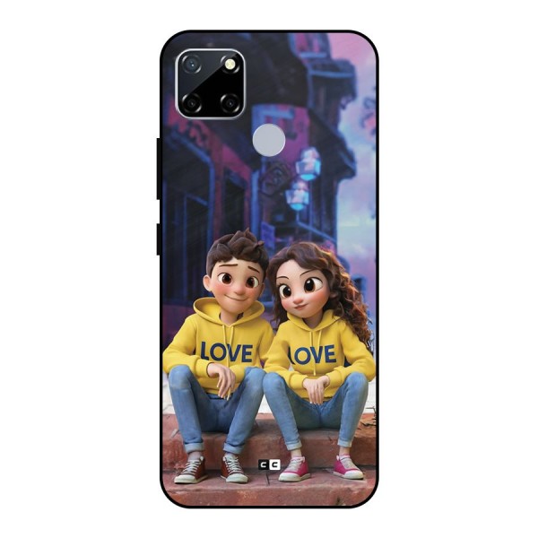 Cute Couple Sitting Metal Back Case for Realme Narzo 20