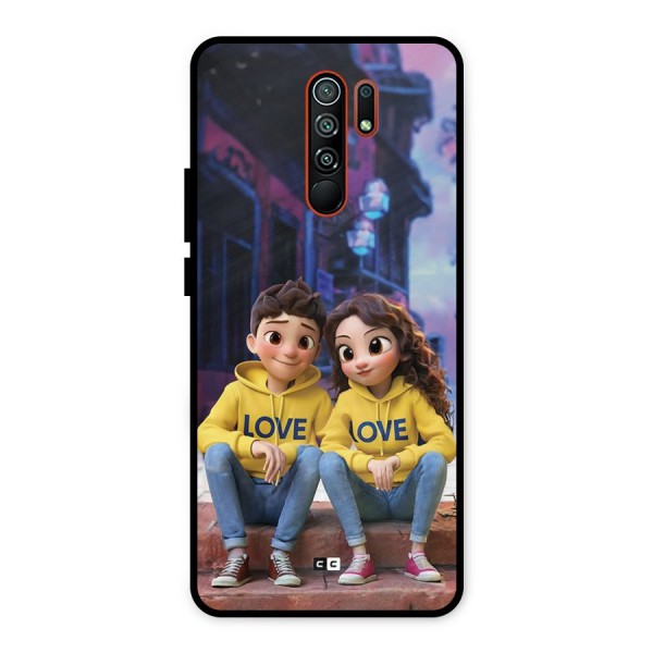 Cute Couple Sitting Metal Back Case for Redmi 9 Prime