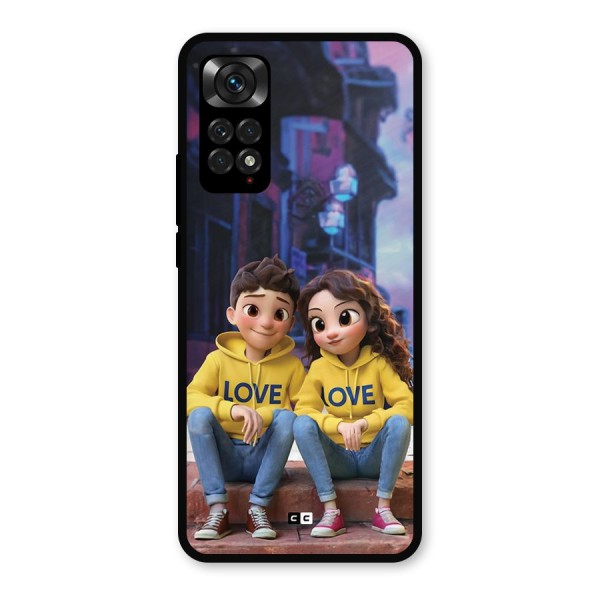 Cute Couple Sitting Metal Back Case for Redmi Note 11