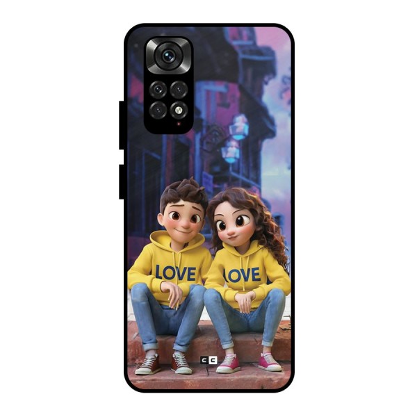 Cute Couple Sitting Metal Back Case for Redmi Note 11 Pro