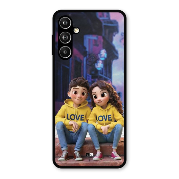 Cute Couple Sitting Metal Back Case for Samsung Galaxy M54