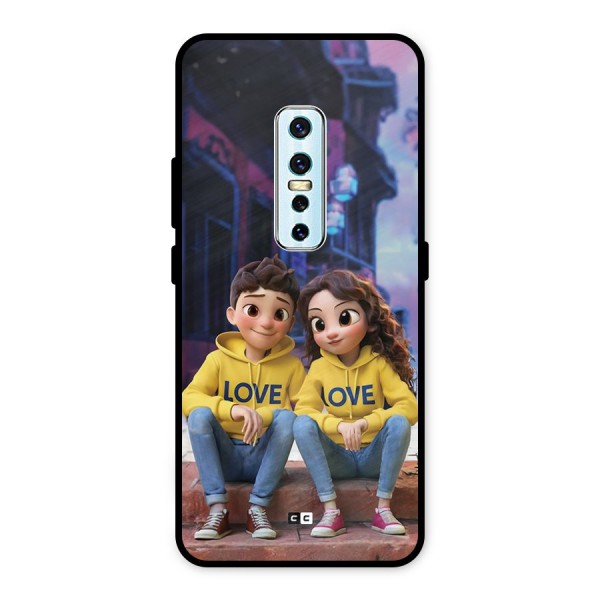 Cute Couple Sitting Metal Back Case for Vivo V17 Pro