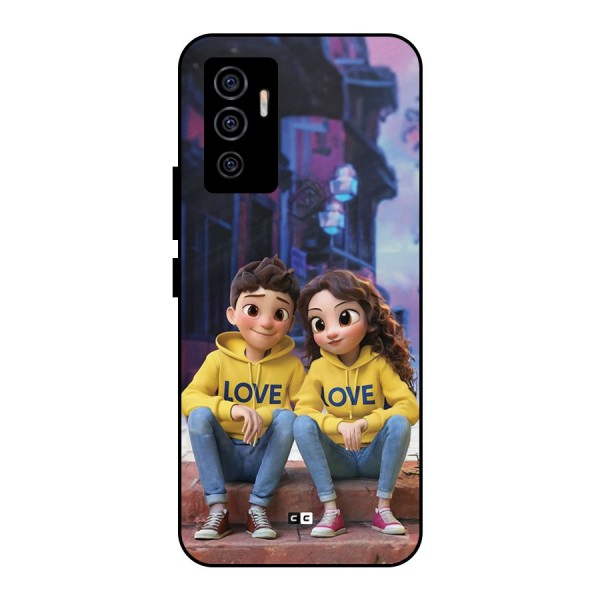 Cute Couple Sitting Metal Back Case for Vivo V23e