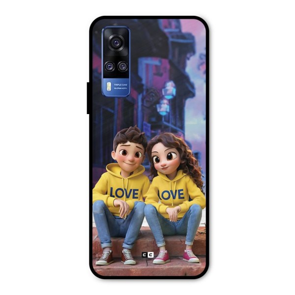 Cute Couple Sitting Metal Back Case for Vivo Y31