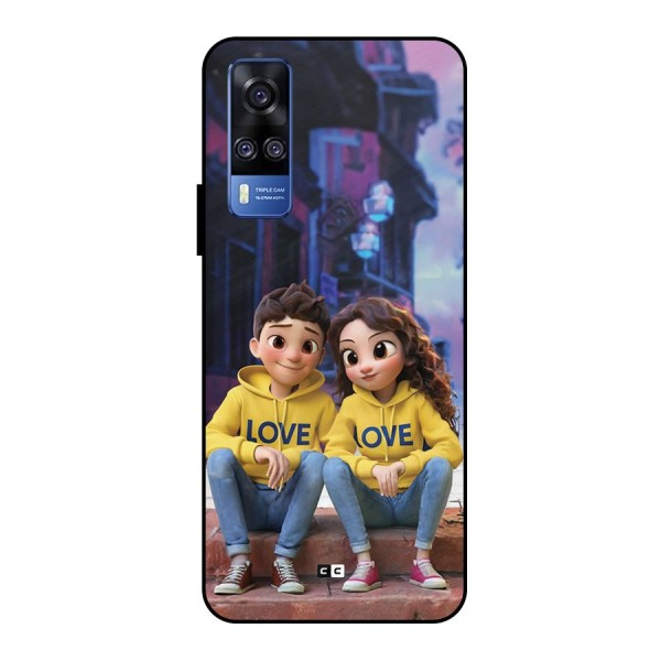 Cute Couple Sitting Metal Back Case for Vivo Y51