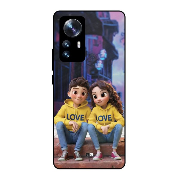 Cute Couple Sitting Metal Back Case for Xiaomi 12 Pro