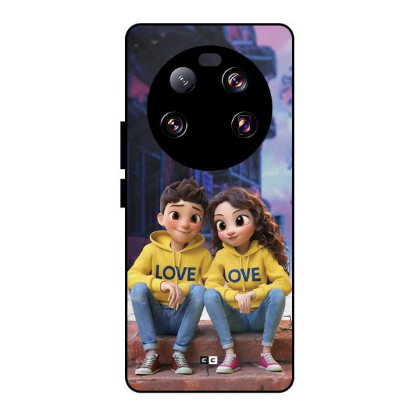 Cute Couple Sitting Metal Back Case for Xiaomi 13 Ultra